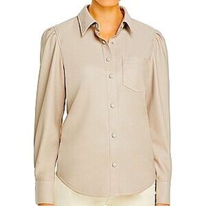 NWT Tahari Faux Leather Shirt In Clay Dust Size Medium